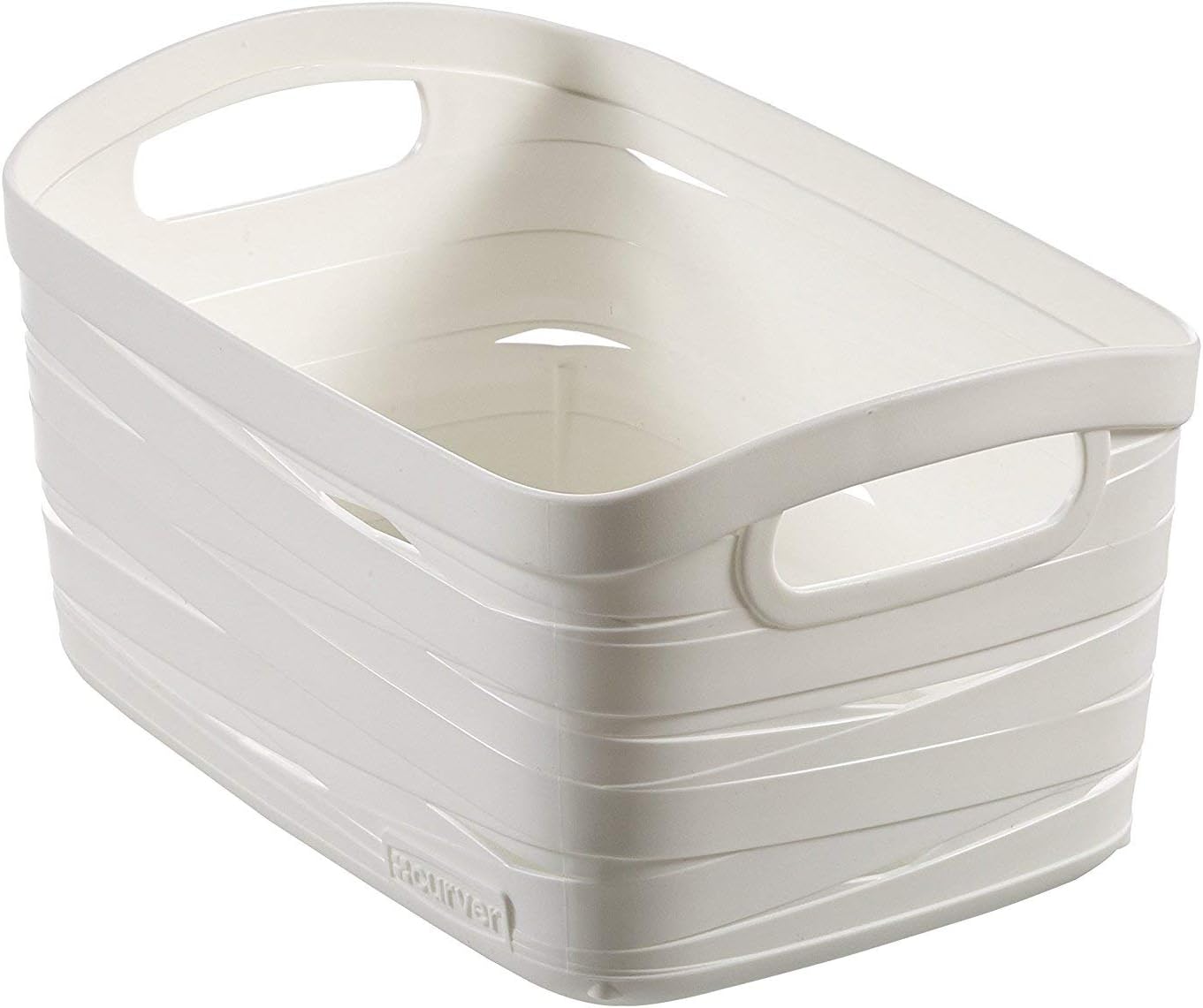 Curver Ribbon Small Rectangular Plastic Storage Basket, White, 8 Litre, 221155