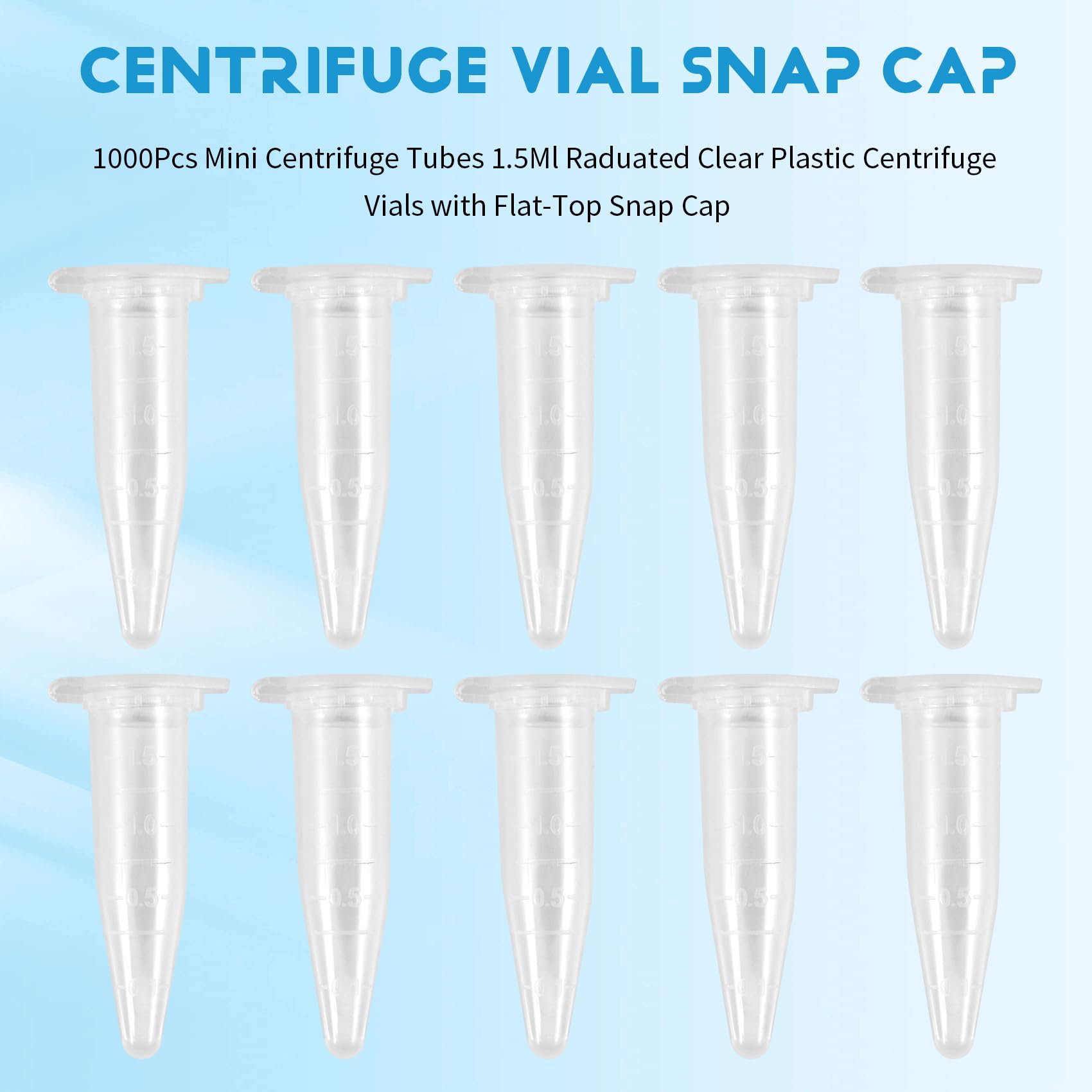 1000 Pezzi Mini Centrifuga Tubi 1,5 Ml Centrifuga Flacone In Plastica Trasparente Brillante Con Tappo di Chiusura Piatto