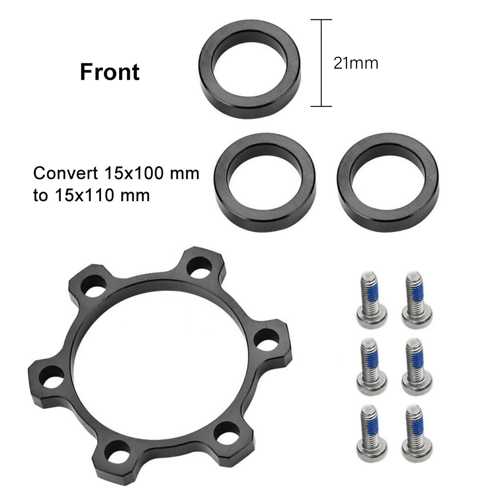 Yosoo Health Gear Konwersja piasty rowerowej, przedni i tylny adapter do konwersji piasty rowerowej (przód 100 x 15 do 110 x 15)