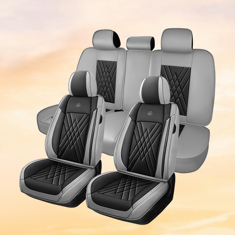 Car Seat Covers Compatible with Mazda Cx-5 2013-2025, 360°Full Wrapped, Airbag Compatible Storage Pocket Zipper Design Wear Resistant Easy to Clean(Black Gray, Full Set)