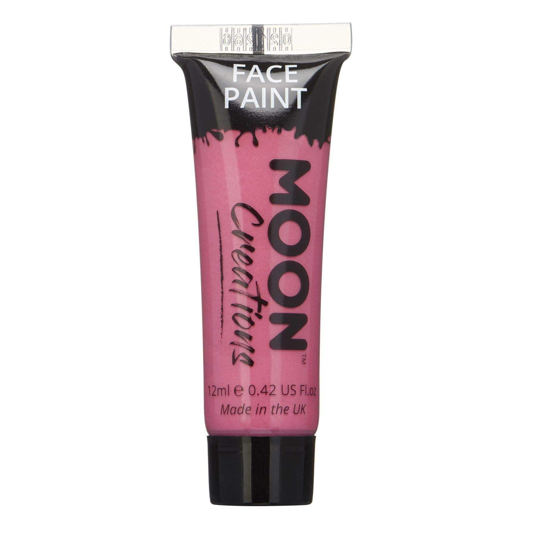 Moon Creations Face & Body Paint Tubes | Bright Pink | 12ml | Ready to Use Face Paint | No Flake | Cruelty Free, Made in UK | Face Paint for Kids, Adults, Fancy Dress, Festivals, Halloween & More