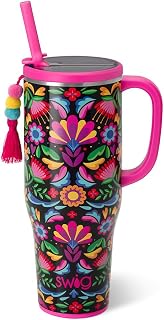 Swig Life 40oz Insulated Mega Mug with Handle & Straw, Caliente | Triple Insulated Stainless Steel - Handle & Straw Included - Extra Large Capacity - Cup Holder Friendly
