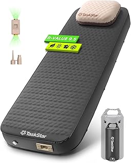 4" Self Inflating Sleeping Pad for Camping with Pillow, Electric Foam & Air Camping Sleeping Pad, 9.5 R-Value, 4 Season Air Mattress for Camping Essentials Gear for Tent Travel Car Cot