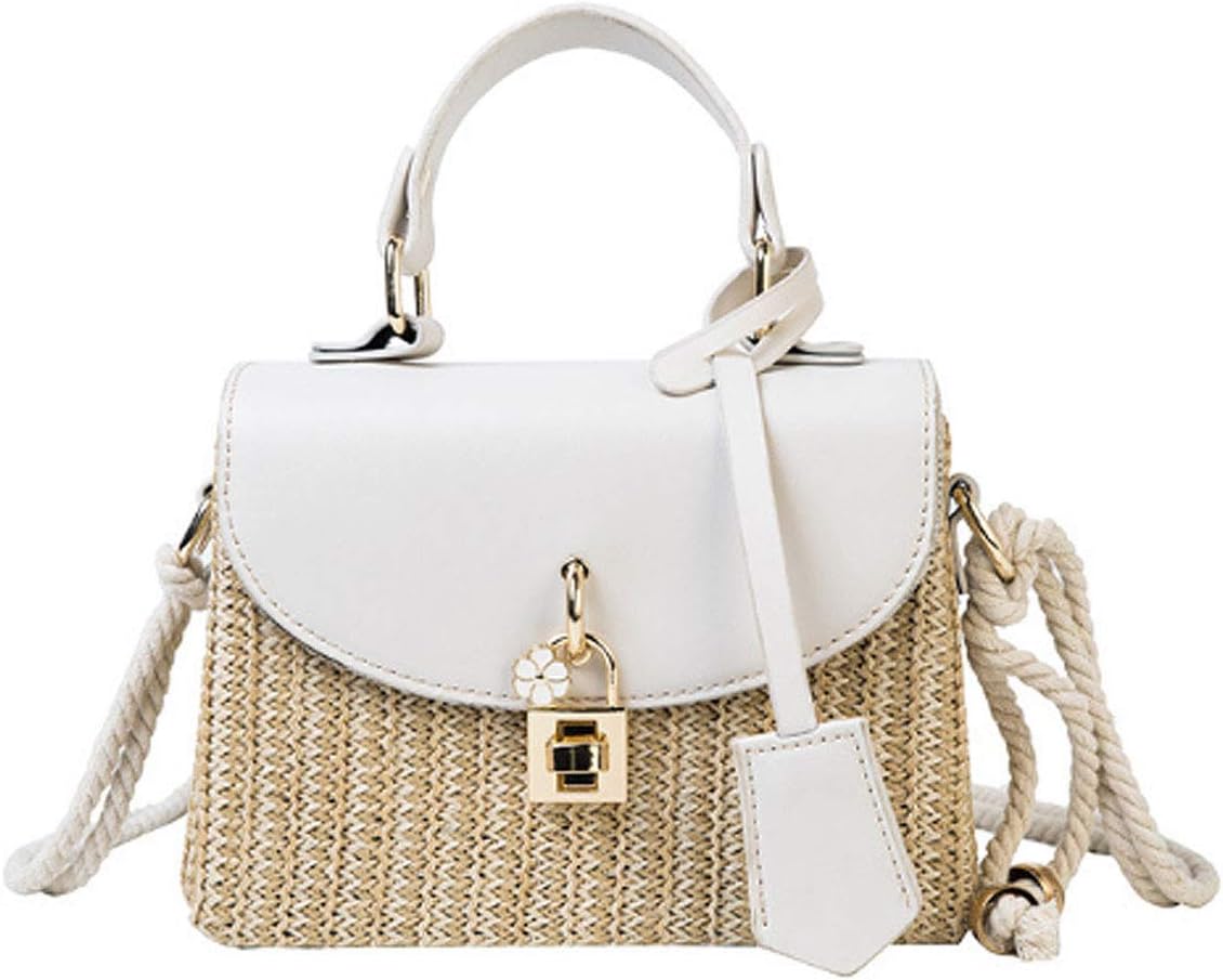 Women Mini Straw Woven Cross-body Shoulder Bag Top-handle Bag Handbag