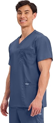 Miniatura 2 de Cherokee WW670 - Camiseta médica para hombre con cuello en V con 3 bolsillos, detalles de punto, suave, duradera, transpirable, tela elástica de 2