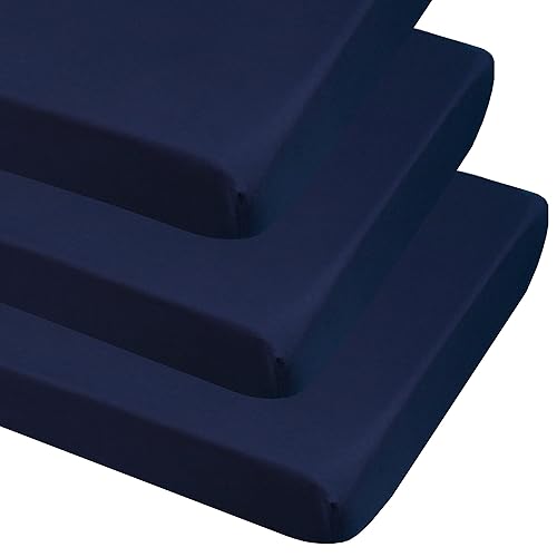 Miniatura 9 de CaSaJa Juego de 3 sábanas bajeras para cuna, extrasuaves, transpirables, de 9 pulgadas de profundidad, para cama estándar de niño de 28 x 52