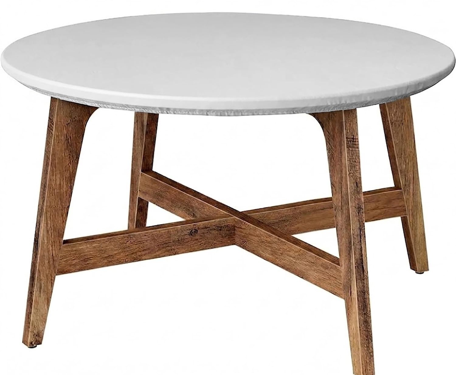 Round Fitted Tablecloth PU Leather Elasticated Edge Waterproof Cover