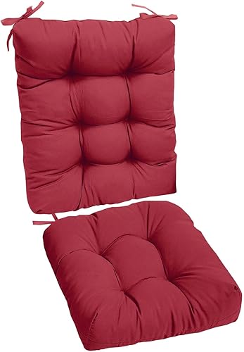 Miniatura 8 de Juego de 2 cojines para mecedoras de alta calidad, cojines de repuesto para sillas mecedoras superior e inferior con lazos, cojín acolchado