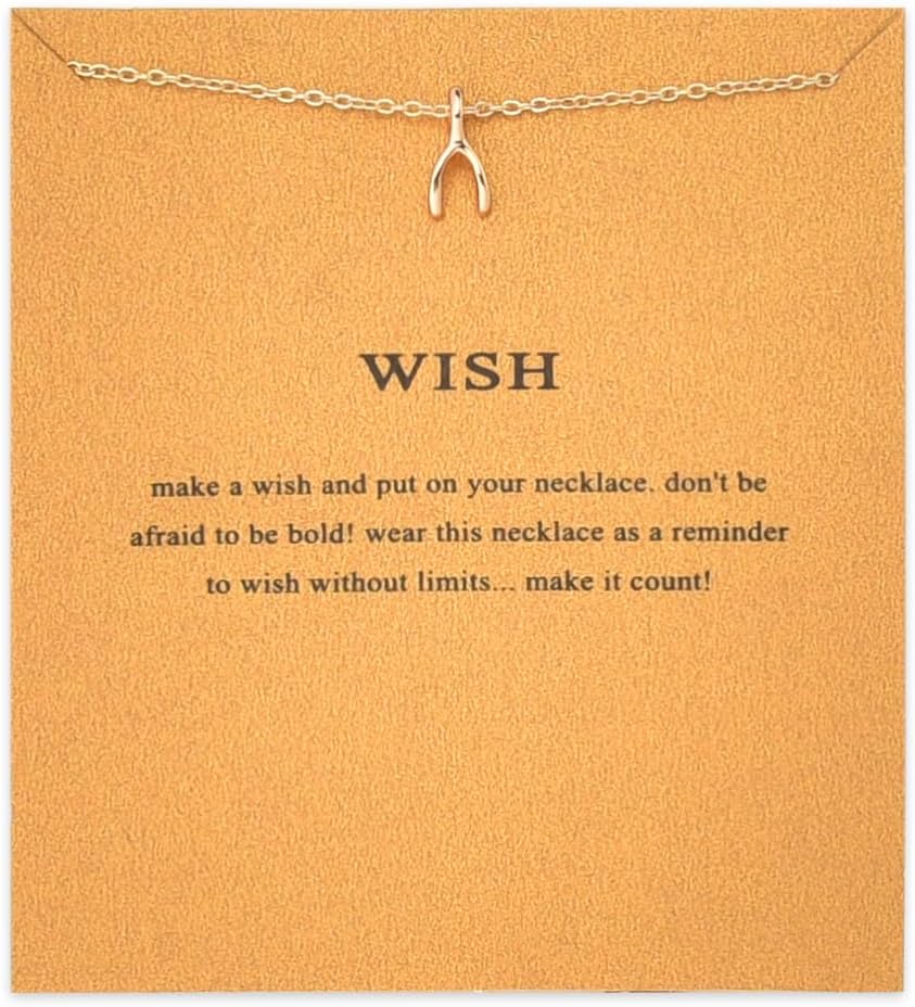 Golden Wishbone Necklaces for Women Girlfriend Anniversary Birthday Gift for Wife Bday Gift for Best Friend Sister Graduation Christmas Gifts for Daughter Granddaughter Wishbone Pendant Nekclace