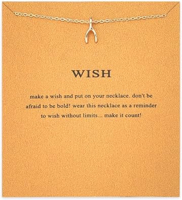 Golden Wishbone Necklaces for Women Girlfriend Anniversary Birthday Gift for Wife Bday Gift for Best Friend Sister Graduation Christmas Gifts for Daughter Granddaughter Wishbone Pendant Nekclace