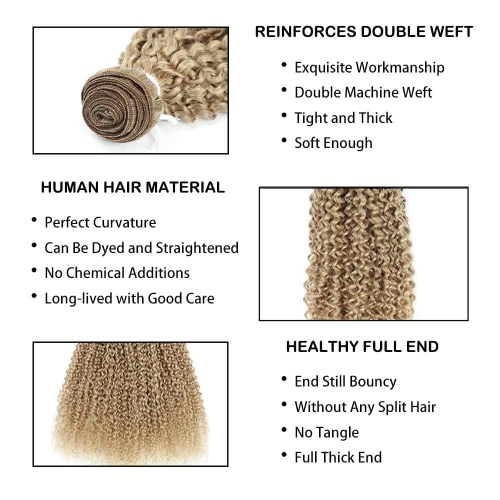 Bundles Human Hair 18 20 22 Inch Ash Honey Blonde Color 22 Jerry Curly Wave Bundles Human Hair 100% Unprocessed 12A Soft Sewn In Hair with Double Weft for Black Women