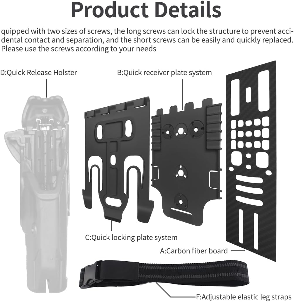 QLS Quick Locking System Kit,Tactical Modular Holster Adapter with QLS kit,Drop Leg Holster Adapter Mount with Locking Fork and Receiver Plate