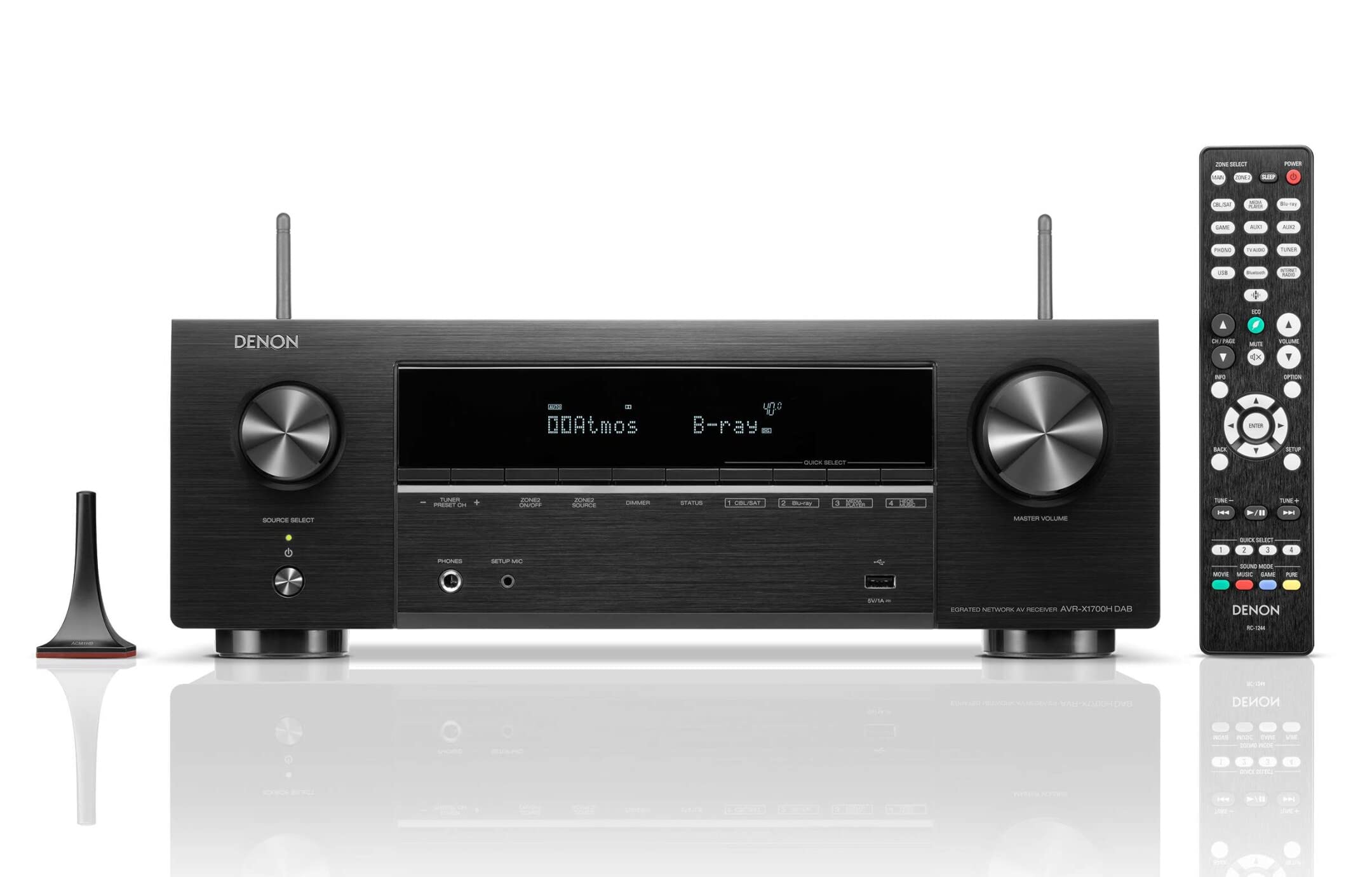 DENON AVR-X1700HDAB, Ricevitore AV a 7.2 canali, amplificatore HiFi con Dolby Atmos, DTS:X, 6 ingressi HDMI e 1 uscita, 8K HDMI, Bluetooth, WLAN, AirPlay 2, HEOS Multiroom, compatibile con Alexa