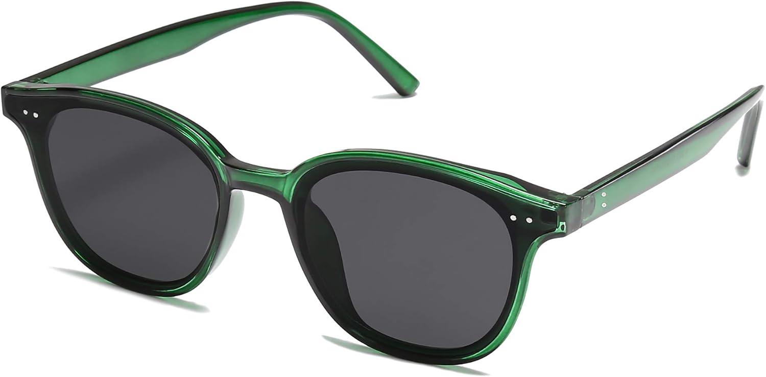 SOJOS Small Retro Square Sunglasses with Rivets Flat Lens Sunnies DAYTIME SJ2114