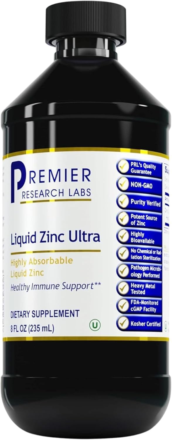 Liquid Zinc Ultra Supplement - for Immune Support & Well-Being for Adults & Kids, Highly Absorbable Drops, Convenient & Easy to Take Formula - 8 fl oz