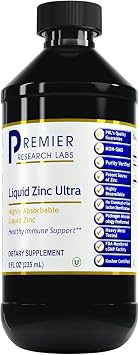 Premier Research Labs Liquid Zinc Ultra Supplement - for Immune Support & Well-Being for Adults & Kids, Highly Absorbable Drops, Convenient & Easy to Take Formula - 8 fl oz