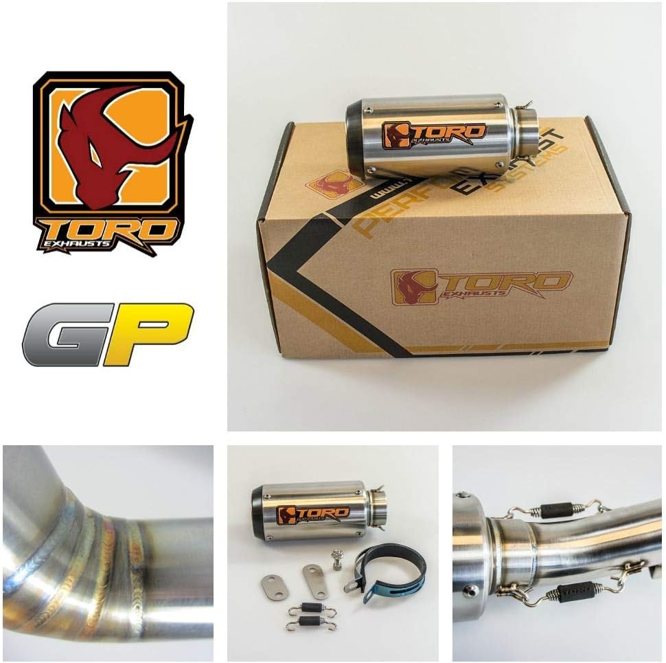 Toro Exhausts T1-GP-0204-KAW-05 T1 GP Brushed Motorcycle Exhaust Kit Kawasaki ZX-6R 2009-2014, Stainless/Carbon