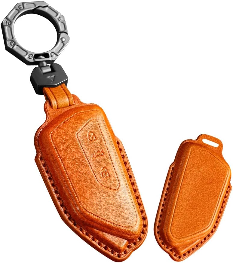ontto Key Fob Housing Keycase Leather Key Shell Stylish Key Jacket Compatible with Volkswagen Golf 8 Seat Leon MK 4 Red