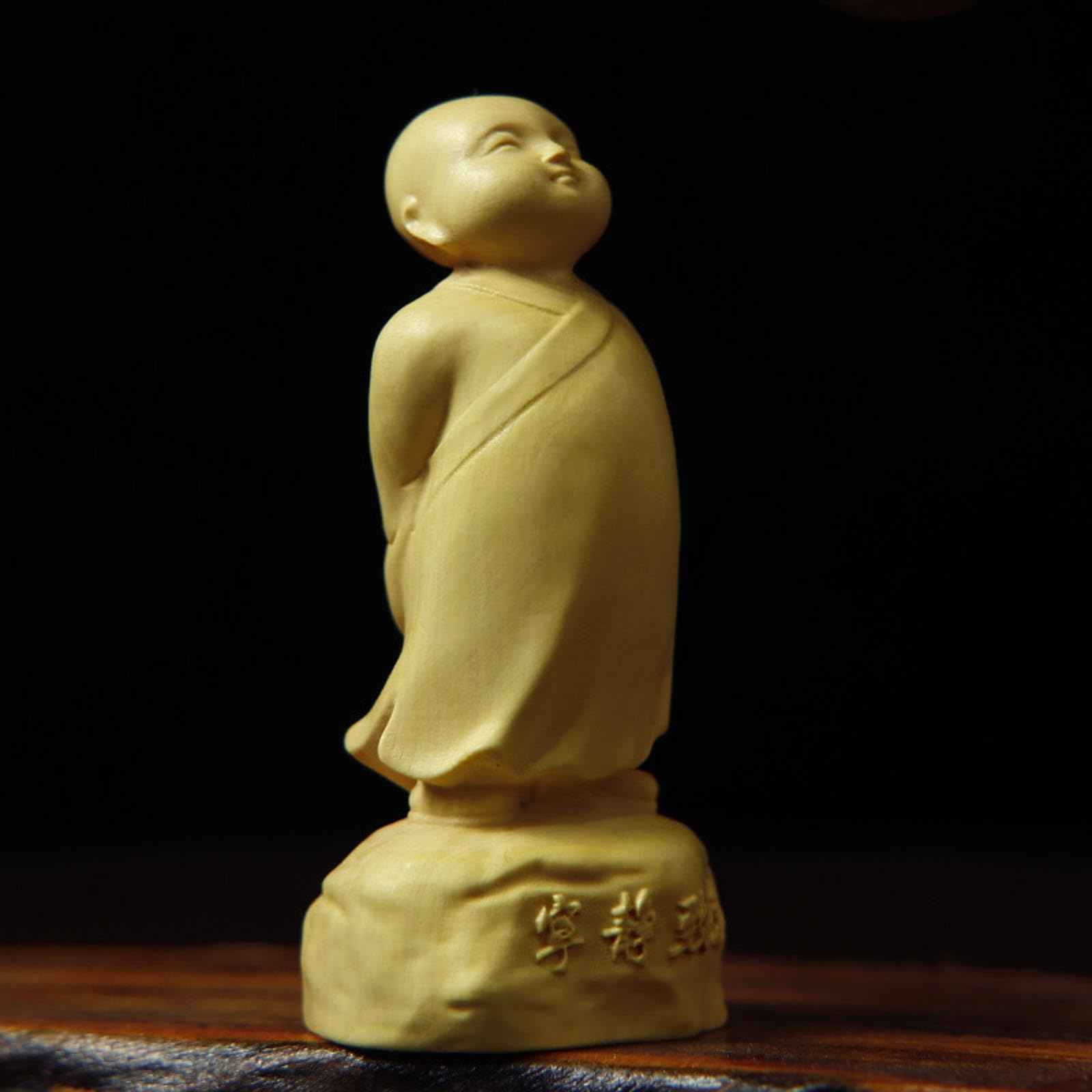 Amazon.co.jp: 木彫像、小さな僧侶の彫刻、木彫りの装飾、ツゲの木