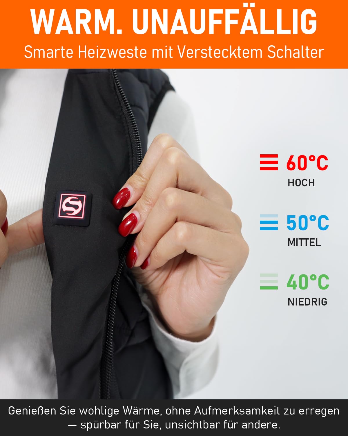 SZNX Beheizbare Weste Damen mit Akku – Elektrische Heizweste mit 6 Heizzonen & 3 Heizstufen – Beheizte Wärmeweste für Winter, Outdoor, Alltag, Büro