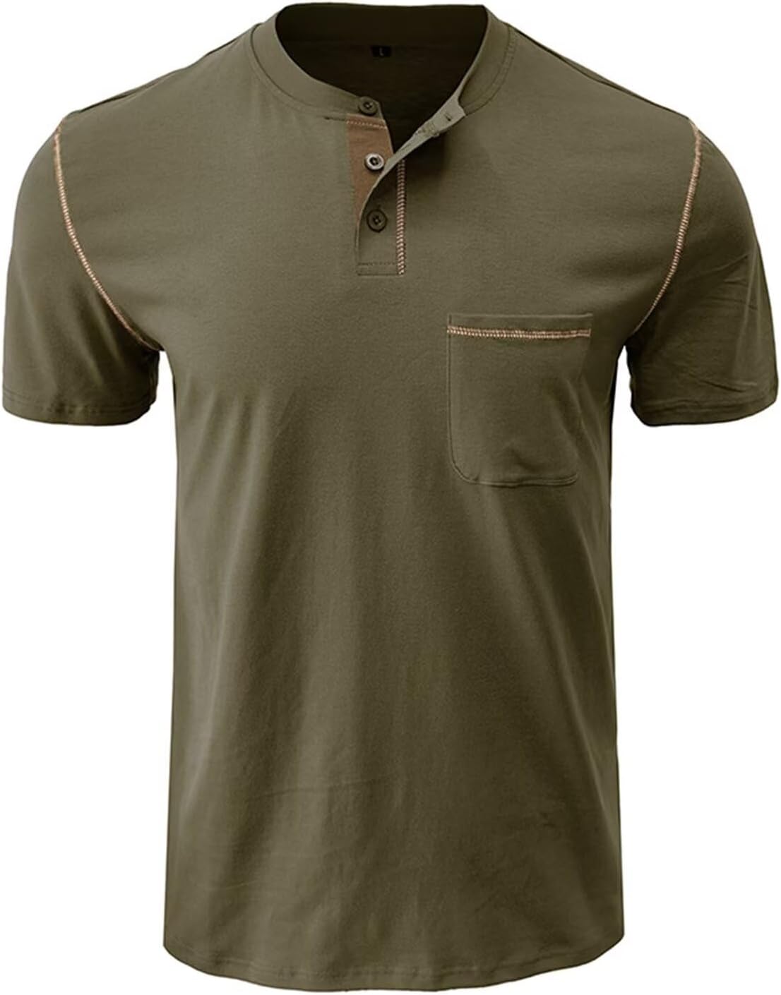 Men's Henley Shirt Lightweight Short Sleeve T-Shirt Casual Stylish Button Cotton Shirt - Image 2