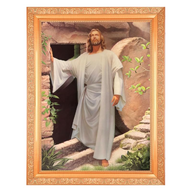 Image résurrection de Jésus cadre doré 5D cadeau pendaison crémaillère