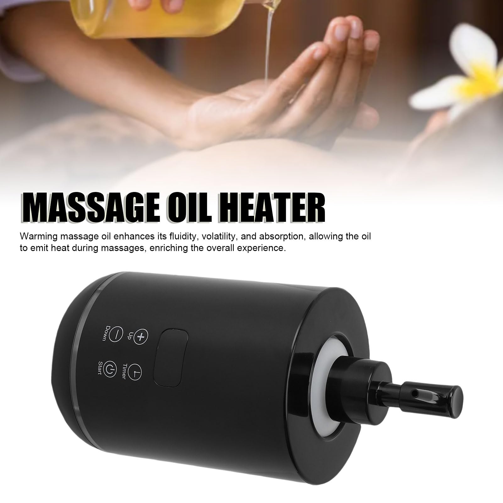 Scalda olio massaggio con temperatura regolabile e illuminazione ambientale, timer intelligente per lozione corpo, crema, gel doccia, shampoo, scalda dispenser per 2 bottiglie (spina UE)