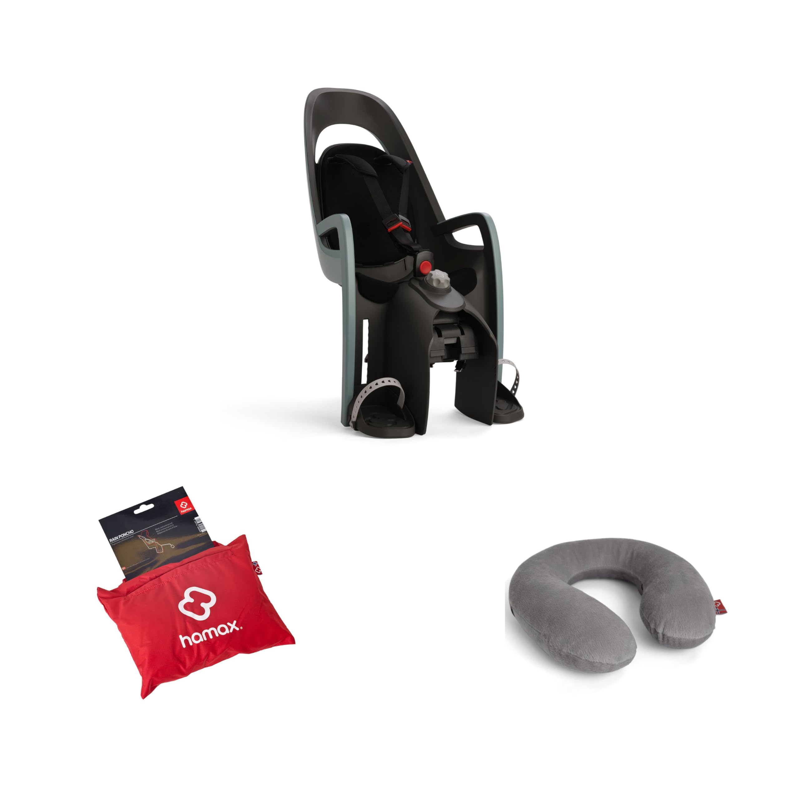 Hamax Porte Bébé Vélo Caress Vert/Noir Siège Inclinable 20° Sécurité 3 Points Protection Imperméable