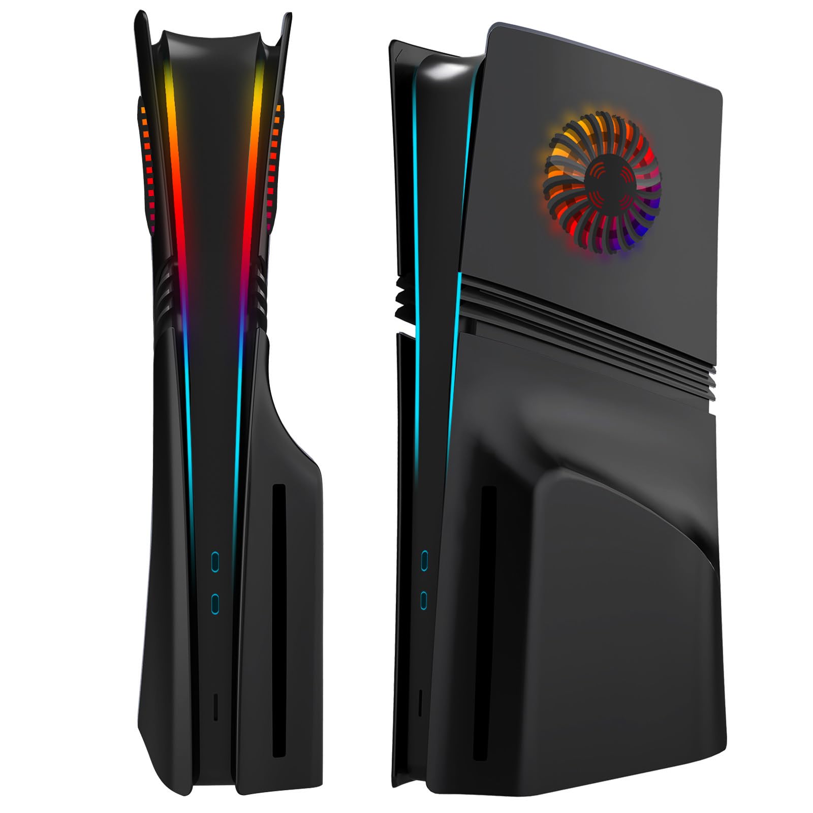ElitePlay Płyta czołowa PS5 Pro z otworami wentylacyjnymi LED, osłona chłodząca, zamiennik płyt, matowa, czarna, akcesoria do Playstation 5 Pro Disc Edition