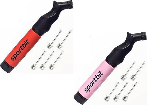 SPORTBIT Bomba de bola con 5 agujas, sistema de inflado de empuje y tirón, ideal para todas las pelotas de ejercicio, bomba de voleibol, inflador de