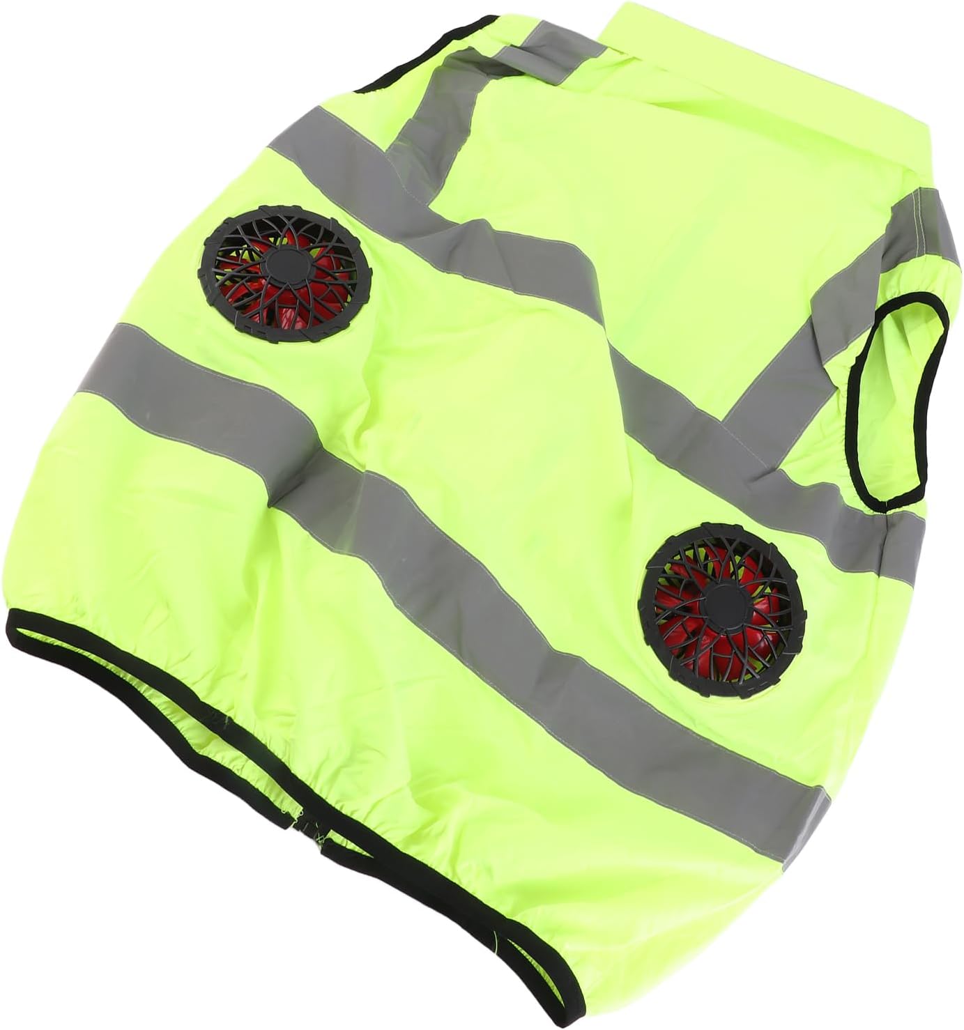 aqxreight Cool Vest Summer Cooling Fan Waistcoat Air Conditioned Reflective Stripe Rechargeable Work Clothes 5V for Worker Construction Gardening Hiking (Fluorescent Green XXL)