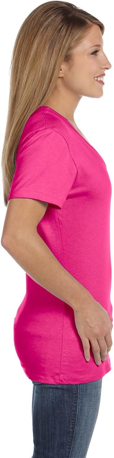 Hanes Womens Perfect-T Short Sleeve V-Neck T-Shirt XX-Large Wow Pink