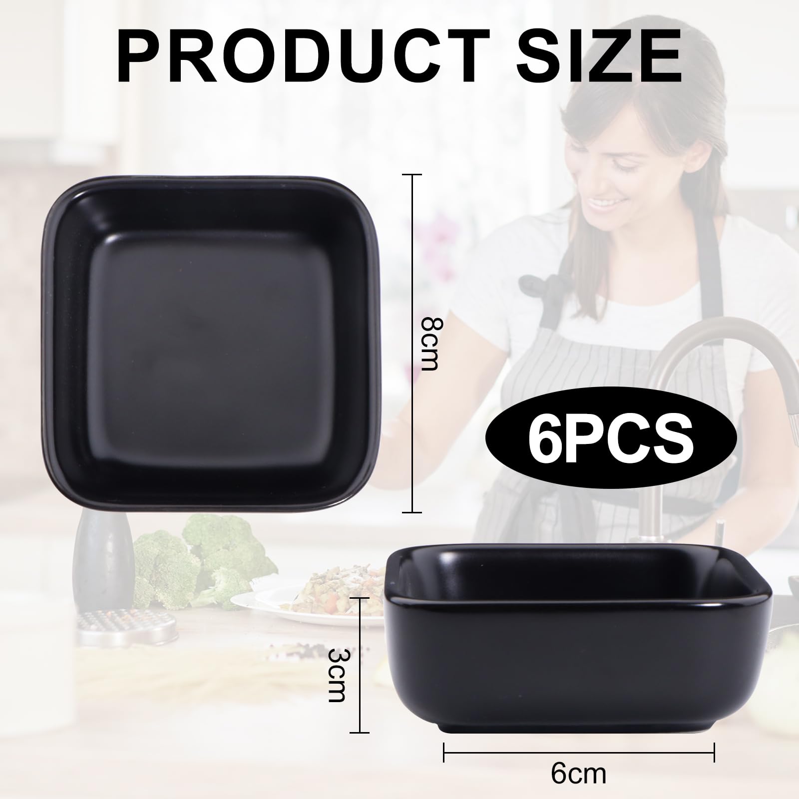 6 Ciotoline Salsa In Ceramica 7.7x7.7cm - Per Sushi, Spezie E Aperitivi - Foto 4