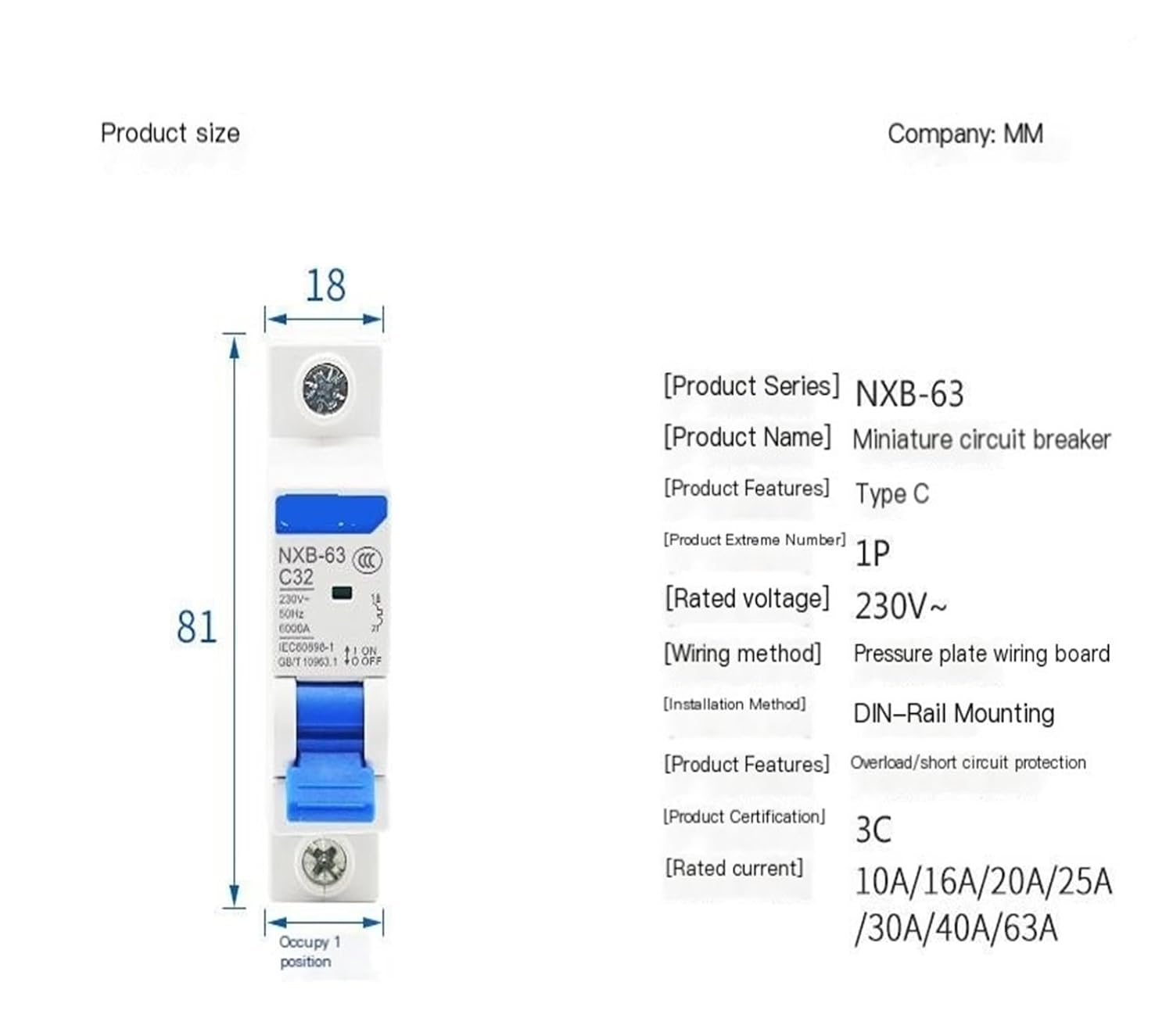 1P サーキットブレーカー 小型サーキットブレーカー保護 nxb サーキットブレーカースイッチ dz47 メインオープン(NXB-6