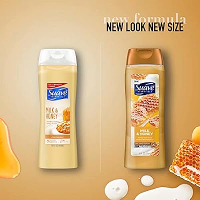 Suave Essentials Gentle Body Wash, With a Sweet Oil Blend Essence, Milk & Honey Infused with Vitamin E & Honey Extract 18 oz