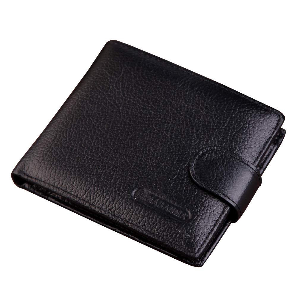FEDBNET Mens Leather ID Wallet,Fashion Wallet Vintage with Hasp Zipper Men Card Holder Genuine Leather