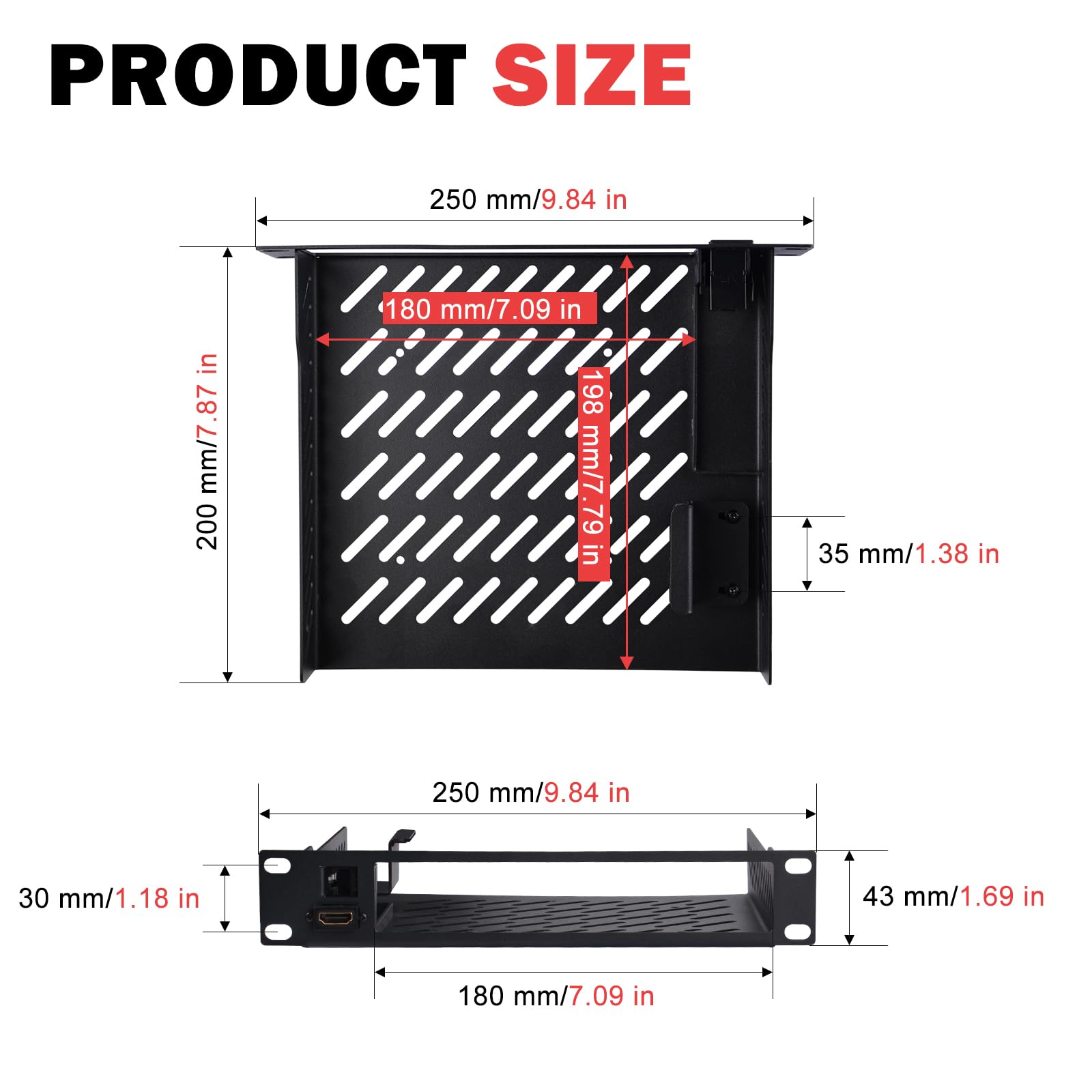 GeeekPi 10 inch 1U Mini PC Rack Mount Shelf with RJ45 CAT6 Port & HDMI Port for DeskPi RackMate T1/T0
