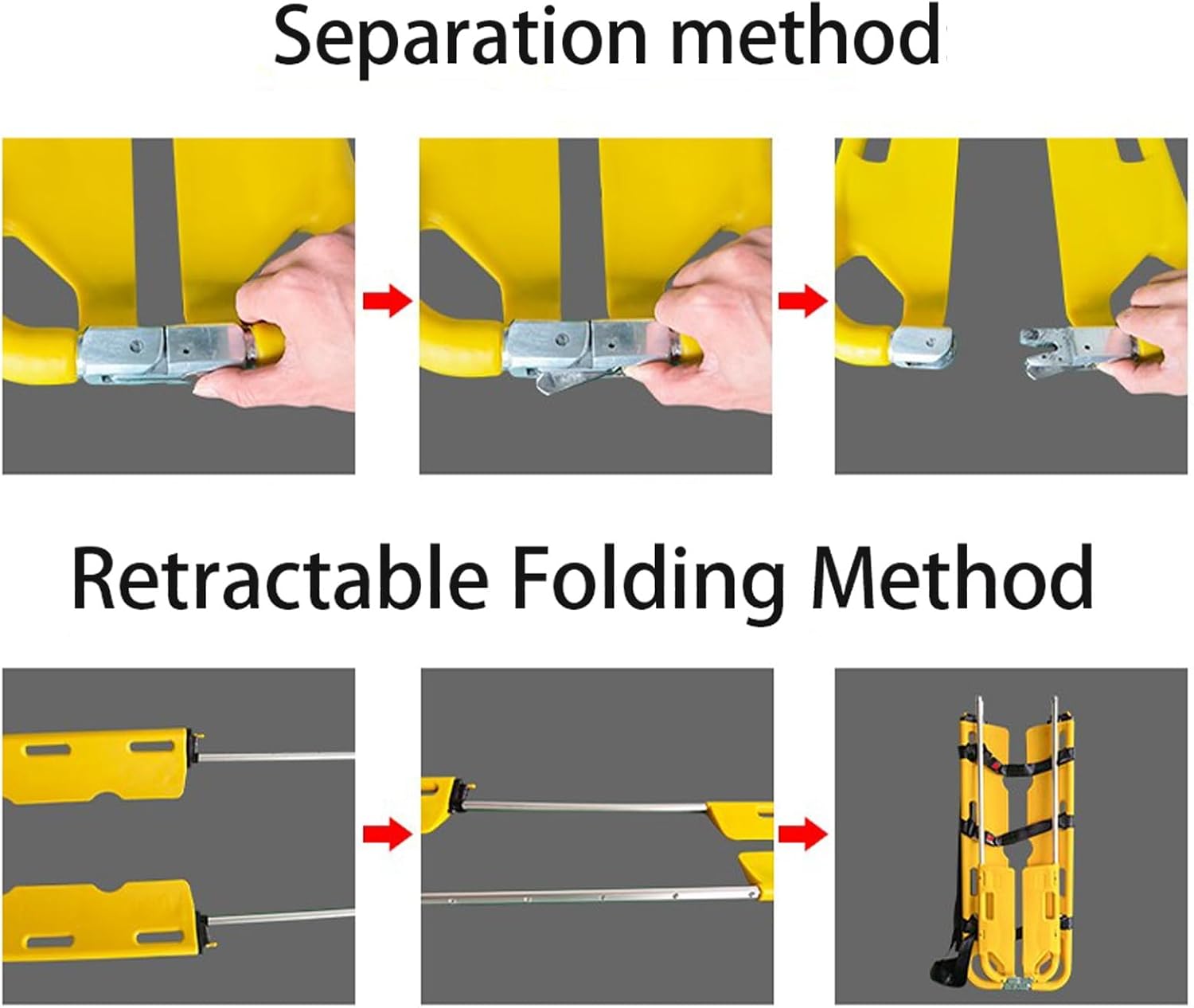 Scoop Stretcher, Ambulance Stretcher, EMT Backboard Immobilization, Foldable Stretcher, Emergency Rescue Casualty Evacuation, with Safety Straps, for Patient Transfer