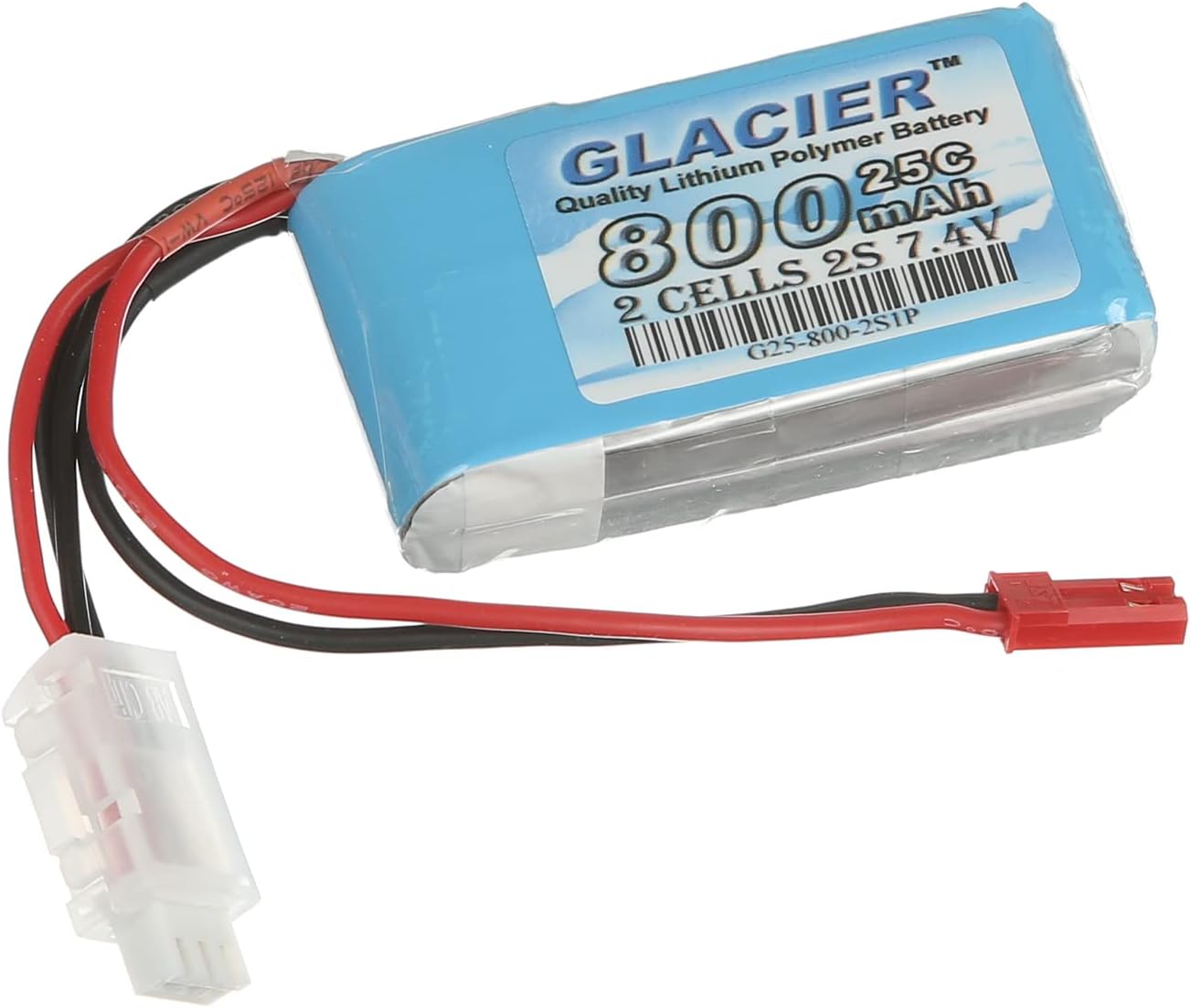 Glacier 11.1V LiPo Battery 2S 25C 800mAh Lipos with JST Connector for RC Vehicles/Helicopter/Airplane(1 Pack)