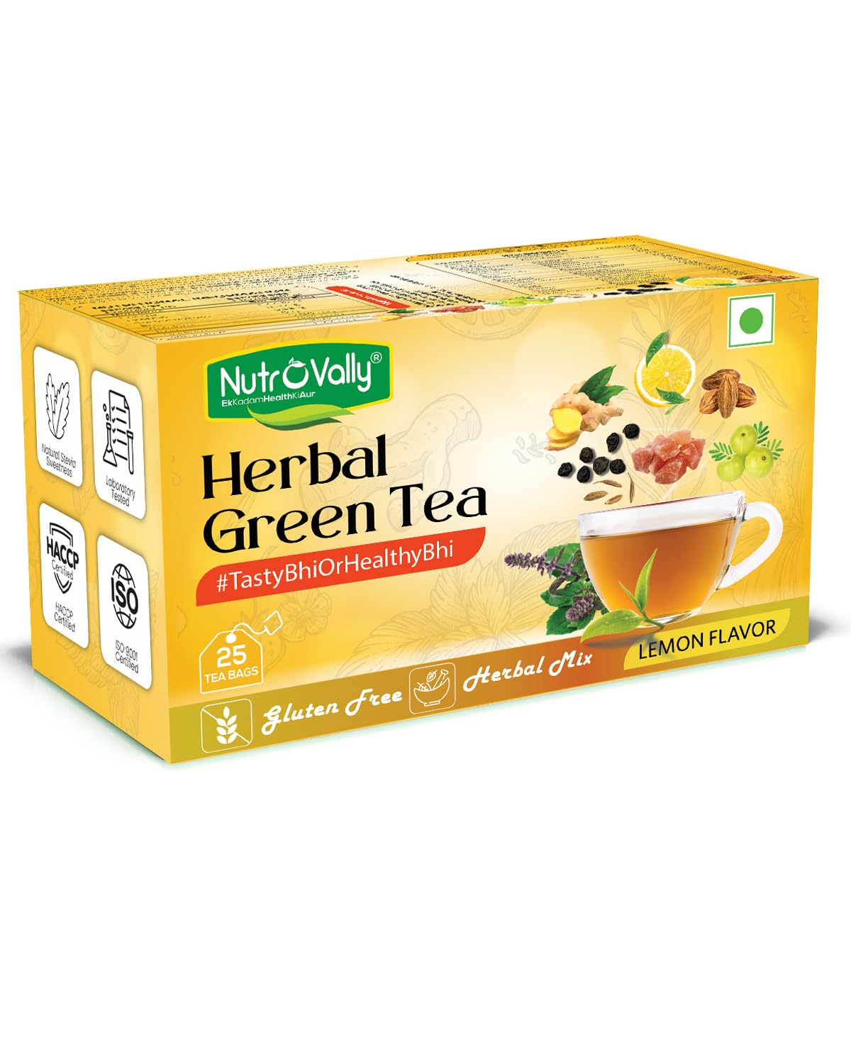 NutroVally Herbal Green Tea 25 Pcs | Non GMO, Gluten Free, Immunity Support & Feel the freshness | Green Tea With Tulsi, Amla, Ginger, Ajwain, Harad, Amrita |Organic Herbal Tea bags 25 Pcs (B0DBZL2L9L) Amazon Price History, Amazon Price Tracker