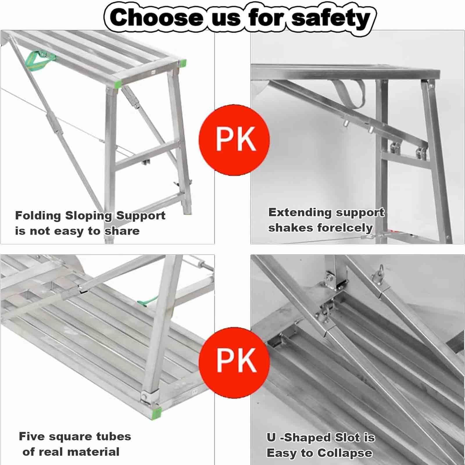Rusztowanie aluminiowe, rusztowanie, do 150 kg odporne, kroki regulowane wysokość, drabina rusztowania, składana platforma robocza, rusztowanie, narzędzia, do dekoracji pokrycia,160cm
