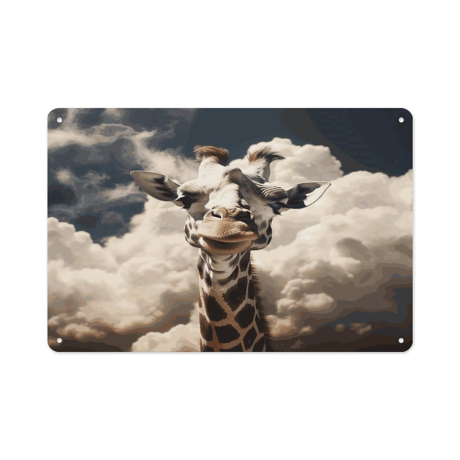 Fekiloot Style Giraffe In The Clouds Wall Decor-Aluminum Painting,Tin Sign For Vintage Decoration,Wall Sign For Bathroom Living Room Kitchen Home Farm Farmhouse 11.8 * 7.9 Inch