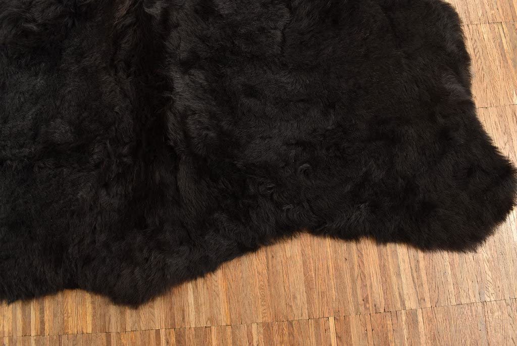 generisch ÖKO Island LAMMFELL Teppich SCHWARZ Natur KURZWOLLIG CA. 160 x 180 cm Fell Teppich KURZWOLLIG AUS 6 Island LAMMFELLEN