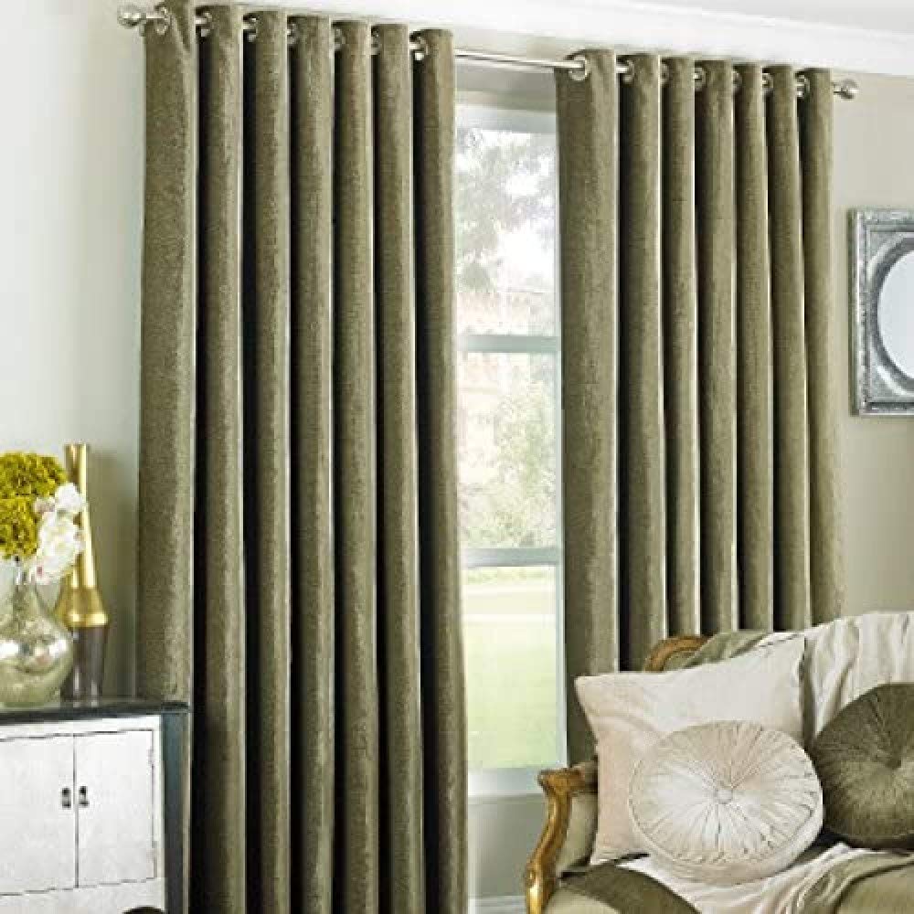 Riva Paoletti Wellesley Ringtop Eyelet Curtains (Pair), 229cm x 229cm, Mocha Brown