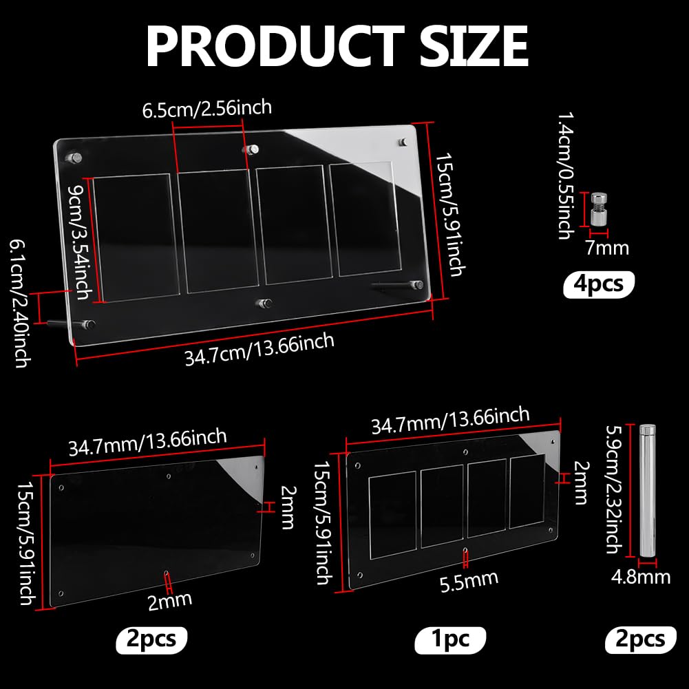 PH PandaHall 4-Slot Acrylic Trading Card Display Case Clear Baseball Cards Display Frame Collectibles Sports Card Stands Cards Displaying Wall with Screw for Pictures Photo Storage Displaying - Image 2