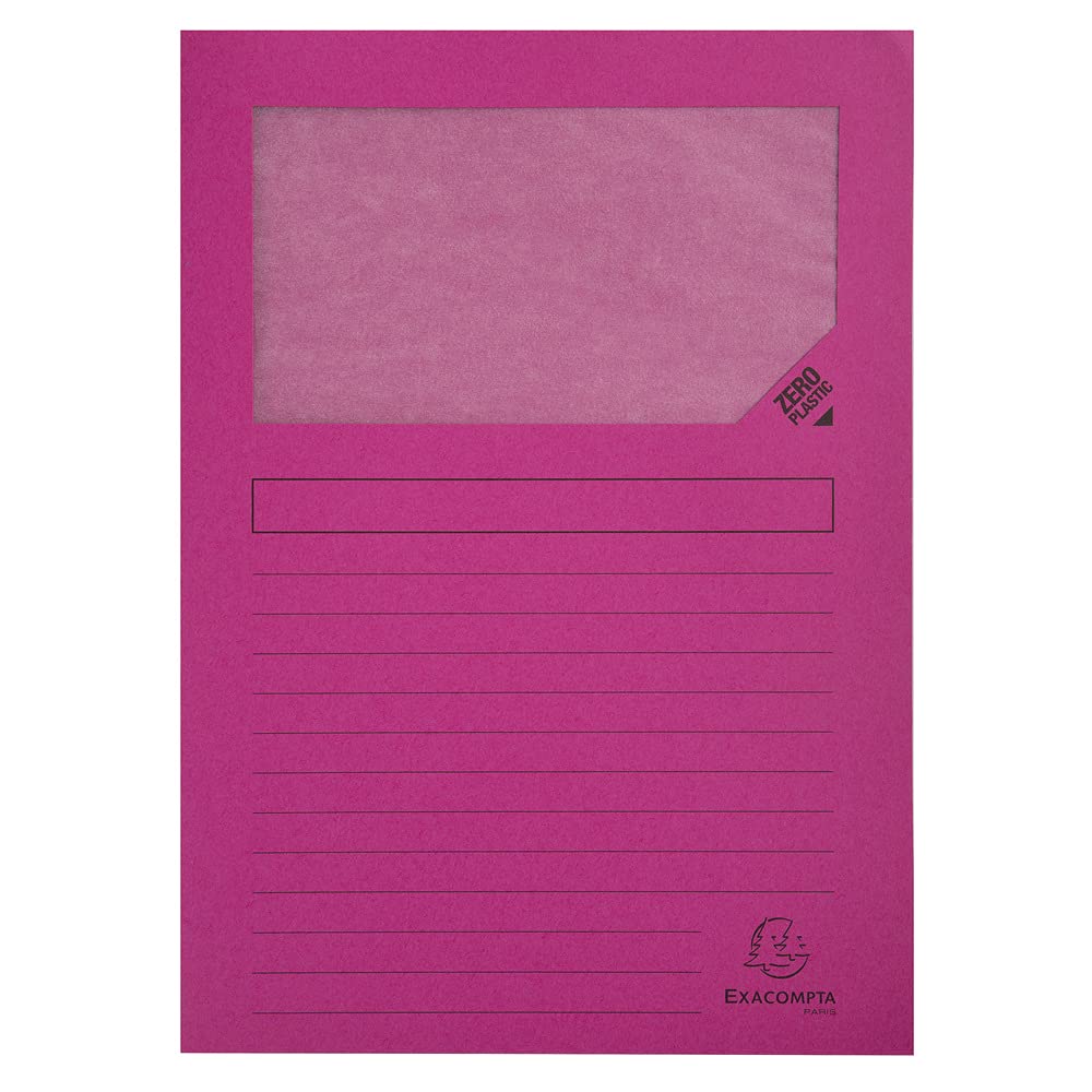 Exacompta - Réf. 50000E - Paquet de 50 chemises à fenêtre sans plastique Forever® 120 g/m² - couleurs vives - 100% recyclées et certifiées Ange Bleu - dimensions 22x31 cm pour A4 - couleurs assorties