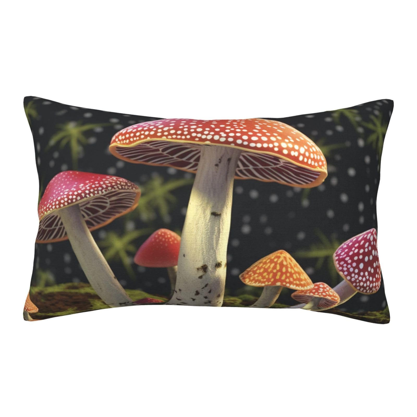 Velvet Pillowcases 16"x24" Ultra Soft Breathable Pillow Cases, Luxury Fuzzy Throw Pillow Covers with Zipper, Red Mushroom Pillow Shams All Seasons Decorative Cushion Cases for Couch