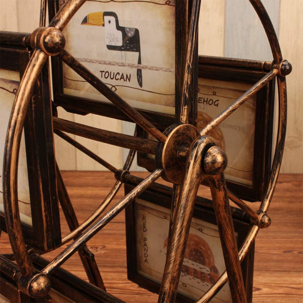 Rotatable Photo Frame, Retro Vintage Family Photo Frames DIY Ferris Wheel Rotatable Windmill Plastic Picture Frame Shows for 12 Photos Home D¨¦cor Christmas Birthday Gifts (As Shown)