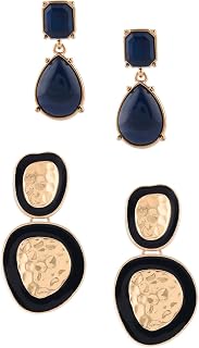 Zaveri Pearls Set Of 2 Black & Gold Tone Enamel Contemporary Drop Earring For Women-ZPFK16884 Price In India