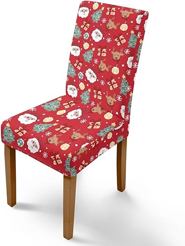 Miniatura 43 de Rnyleeg Juego de 1 fundas de asiento de Feliz Navidad para sillas de comedor, fundas elásticas suaves y cómodas para sillas de comedor con estampado